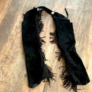 REAL black suede fringe chaps!